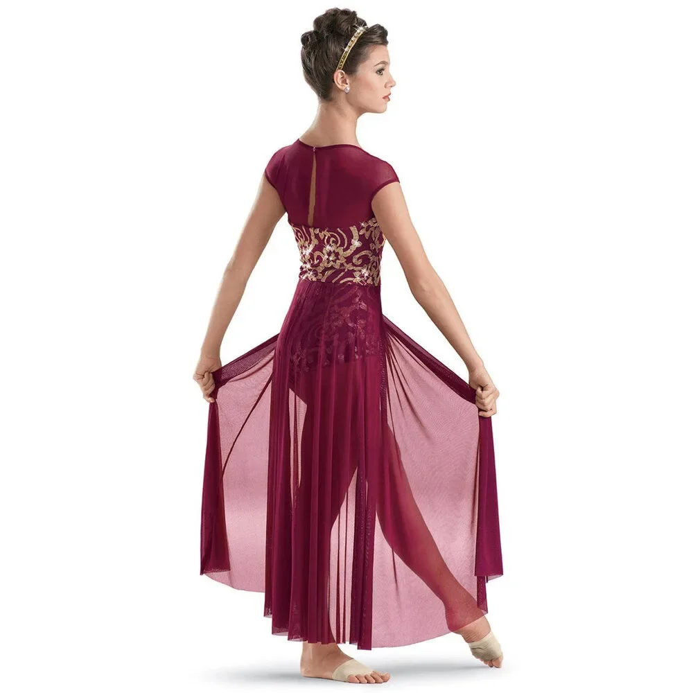 Pre-Owned Dance Costume Weissman 7661 Medium Child Gold Dress Contemporary Sequ